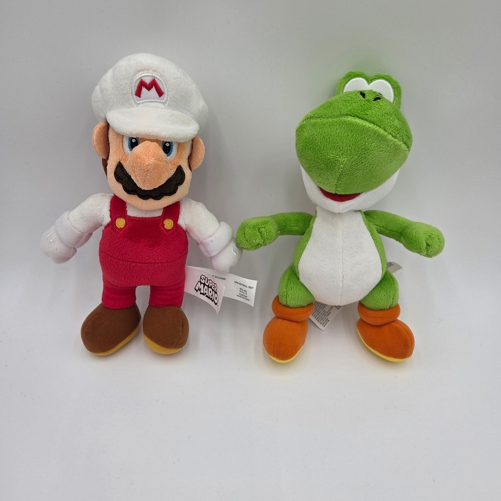 Super Mario Plush Fire Mario & Yoshi Plushie‎ Stuffed Animal Toy Nintendo